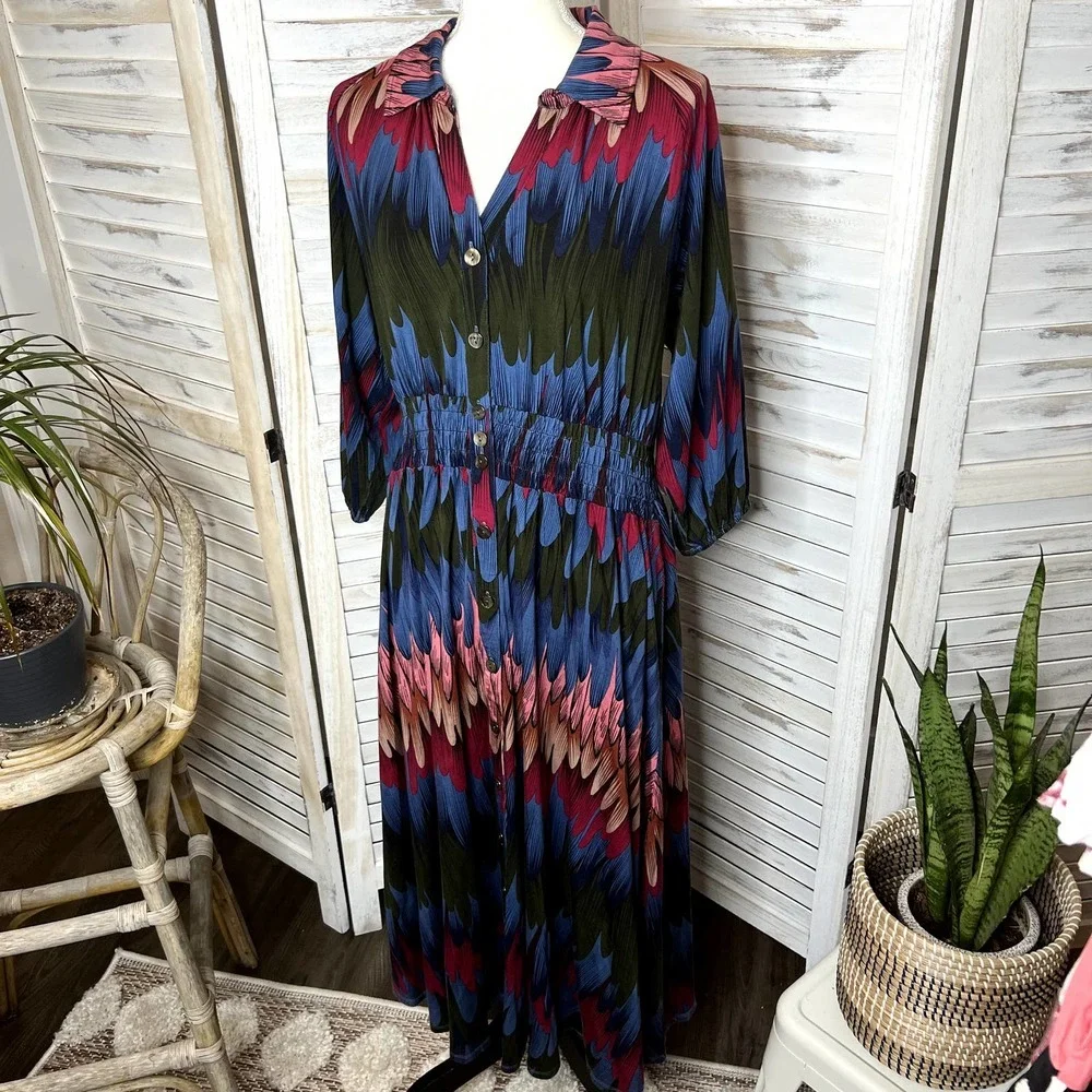 Soft SURROUNDINGS Women's Ancient Isle Shirt Dress Multicolor NEW Medium Petite - Picture 6 of 16